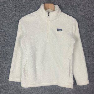 Patagonia Fleece Sherpa Teddy Pullover 1/4‎ Zip XLarge 14 Girls White